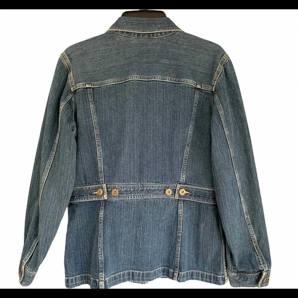 Liz Claiborne Longline Button Front Denim Jacket - Picture 2 of 11